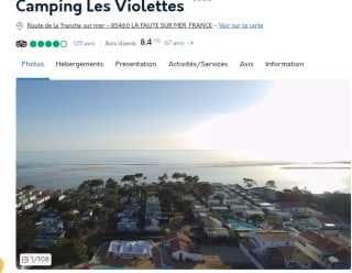 Séjour 8 jours / 7 nuits pour 5 pers. en Mobilhome (Vendée) Camping Les Violettes