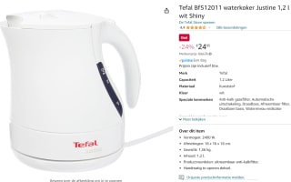 Tefal waterkoker Justine voor €24,95 bij Amazon NL