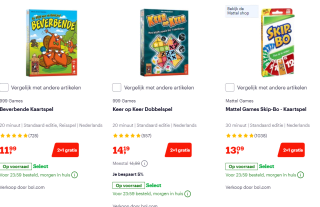 2+1 gratis op kleine- en reisspelletjes bij Bol.com