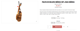 Paleta Bellota Ibérica 50% raza Ibérica por 85€