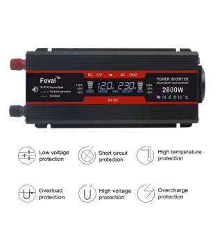 Inversor de corriente pantalla LCD DC 12V a AC 220V Solar 2 USB por solo 26,86€