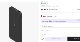 Xiaomi Redmi Power Bank 10000mAh por 9.99€