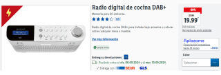 Radio digital de cocina DAB+ por 19.99€