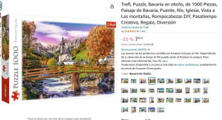 Puzzle de 1000 piezas marca Trefl, Bavaria en otoño, Puente Río, Iglesia, Vista a Las montañas por 7,99€