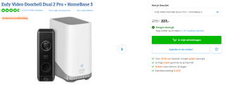 Eufy 2K Video Deurbel Dual 2 Pro + HomeBase 3 - Deurbelset voor €223 bij Coolblue