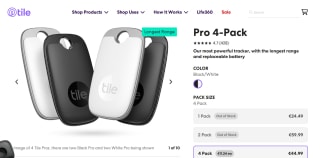 Tile Pro (2024) - Krachtige Bluetooth Tracker 4-Pack voor €44,99 bij