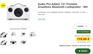 Audio Pro T3+ - Draagbare Bluetooth Luidspreker voor €119 bij Proshop