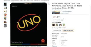 Juego de cartas UNO Minimalista por 8,99€