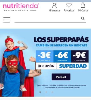 3 Cupones desde Nutitienda Día del Padre.