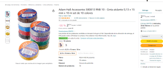 Pack x10 Cinta aislante 0,13 x 15 mm x 10 m por 2.85€