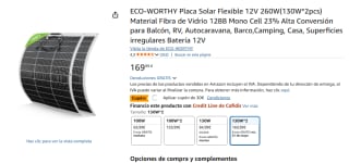 ECO-WORTHY Placa Solar Flexible 12V 260W por 139,99€