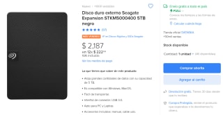 Disco Externo Seagate Expansion 5TB a $2,187 en Mercado Libre