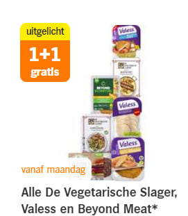 Alle De Vegetarische Slager, Valess en Beyond Meat* 1+1 gratis bij de AH
