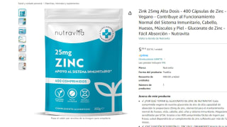 400 Cápsulas de Zinc Contribuye al Funcionamiento Normal del Sistema Inmunitario por 5,99€