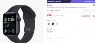 Apple Watch SE, GPS, 40 mm, Caja de aluminio por 233,99€