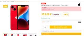 Apple Iphone 14 128GB color Rojo y Amarillo por 599€