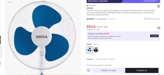 Ventilador De Pie Jocca 40cm 40w por 23,87€ (Cuenta Nueva 14.32€)