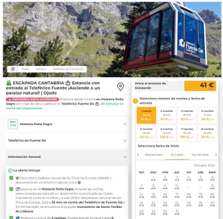 Estancia 1 noche hotelcon entrada al Teleférico Fuente por 41€ pxp