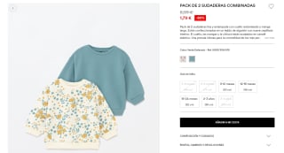 Pack de 2 sudaderas lisa y estampada por 1,79€