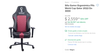 Silla Gamer Qatar 2022 DX-3000 a $2,560 en Mercado Libre