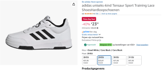 adidas Performance TENSAUR 2.0 kids schoenen voor €23,81 met Amazon prime