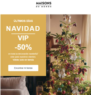 Promociones en seleccionados de -60%, -50% en decoración navideña para vip