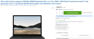 Microsoft Surface Laptop 4 i7-1185G7 (15", 16GB, 512GB SSD, Windows 10 Pro, Qwerty) voor €1.262,37 bij Max Ict