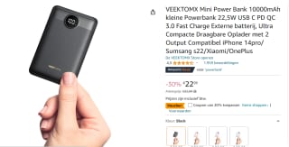 Auronic Powerbank - 10.000 mAh voor €18,39 bij Amazon