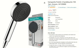 hansgrohe Pulsify S handdouche 105 1jet EcoSmart voor €17,14 bij Amazon