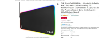 Alfombrilla de Ratón RGB Gaming XXL, THE G-LAB Pad RUBIDIUM por 14,55€