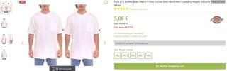 2-pack witte Dickies herenshirts voor €5,08 bij Outlet46