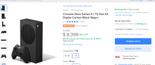 Consola Xbox Series S 1 Tb por $6,859 en Mercado Libre