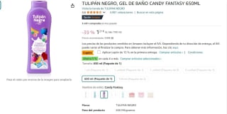 Tulipan negro Gel de ducha Candy Fantasy 650ml por 1,03€ (5% extra si pillamos 4)