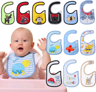 Pack 12 baberos impermeables para bebes por 9,34€