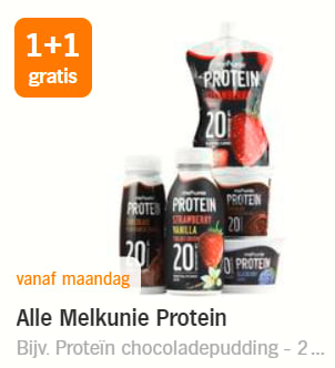 Alle Melkunie Protein 1+1 gratis bij de AH