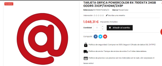 Tarjeta gráfica PowerColor HELLHOUND AMD Radeon RX 7900 XTX 24GB por 1048,31€