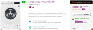 Lavadora de 10,5 kg LG F4WV3010S3W por 371€