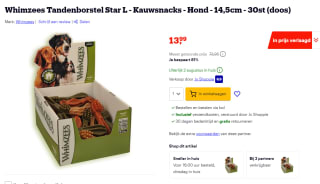 Whimzees Tandenborstel Star Bulk 30st (doos) voor €13,99 bij Bol.com