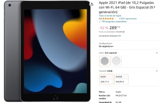 Apple iPad (2021) - 10.2 inch - WiFi - 64GB - Grijs voor €289,77 bij Amazon