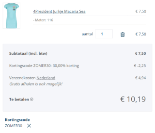 30% extra kassakorting op alle zomerkleding (ook sale!) bij Liza4kids outlet