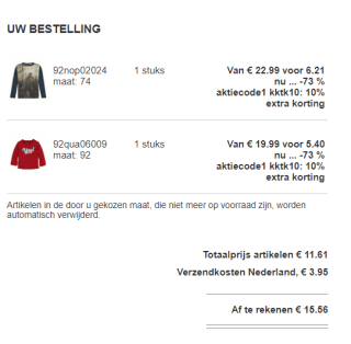Kinderkleding-tekoop sale tot 70% korting + 10% extra korting met de code