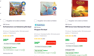 Tot €10 extra select korting op heel veel bordspellen in de sale bij Bol