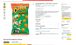 Cheetos Pelotazos 130g Queso sin gluten por solo 1,79€
