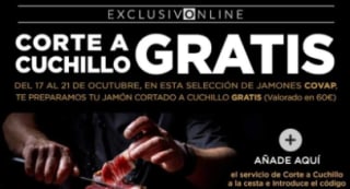 Corte de jamón cuchillo y envasado GRATIS El Corte Inglés (Vale 60€ hacerlo)