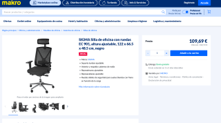 Silla de oficina ergonómica con ruedas SIGMA EC 901 ajustable por 109,69€