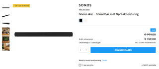 Sonos ARC soundbar voor €729 bij Tink