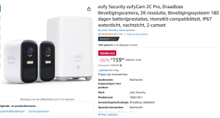 Eufy 2C Pro set met 2 camera's en Homebase voor €159,99 bij Amazon
