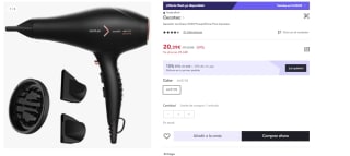 Secador de pelo iónico con 2600 W de potencia marca Cecotec por 14,26€