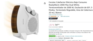 Cecotec Calefactor Eléctrico Bajo Consumo ReadyWarm 2000 Max Dual White por 14,99€
