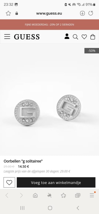 Guess Oorbellen "g solitairee" retouren. ook kun je het ophalen.